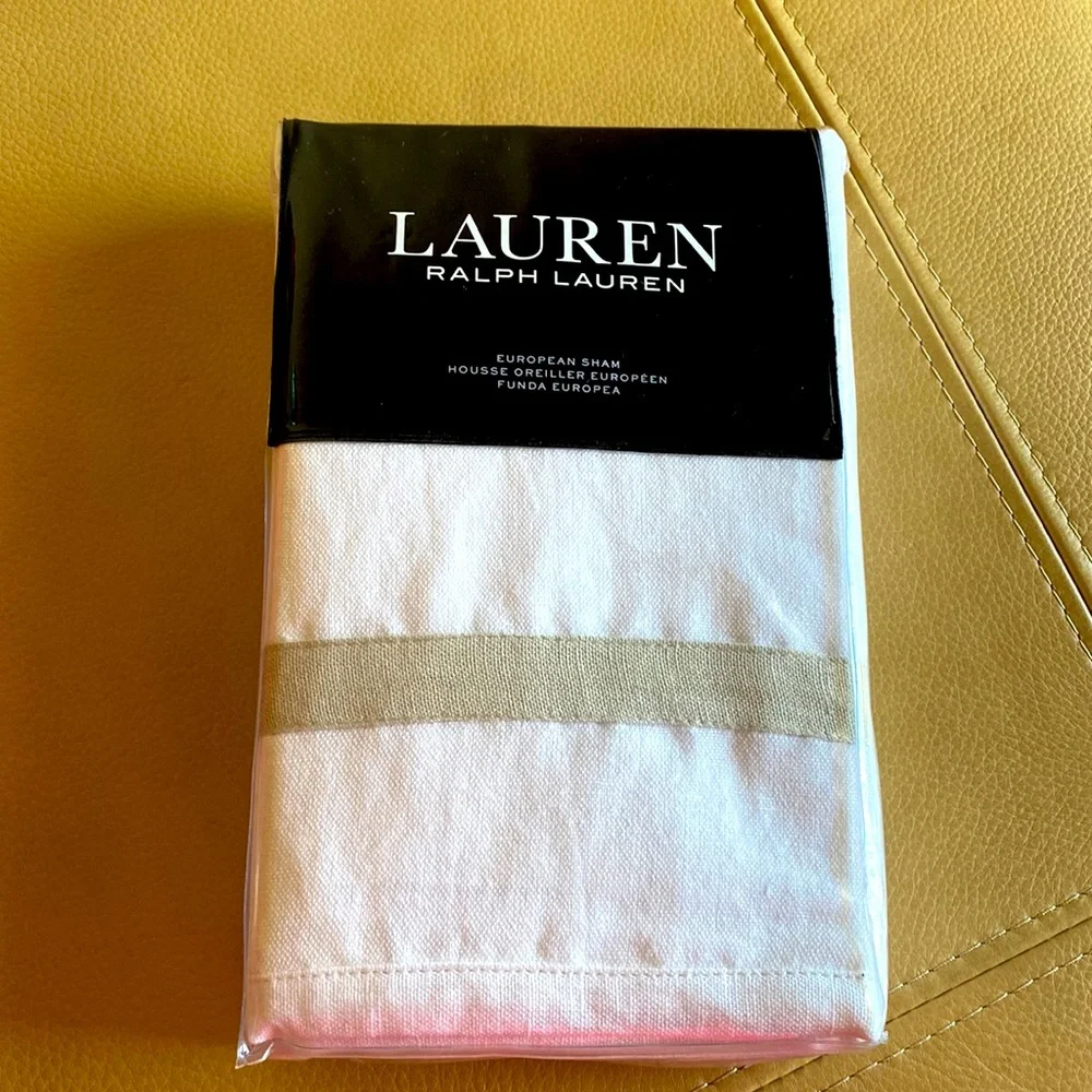 Ralph Lauren Carolyne European Sham white & gray.